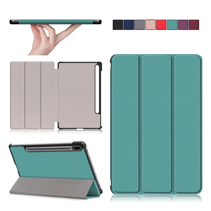 

Тонкий чехол из искусственной кожи для планшетов Samsung Galaxy Tab S7/S8 Plus Fe, чехол SM-T975 T970 T736, трехскладной чехол-подставка 12,4 дюйма 2022