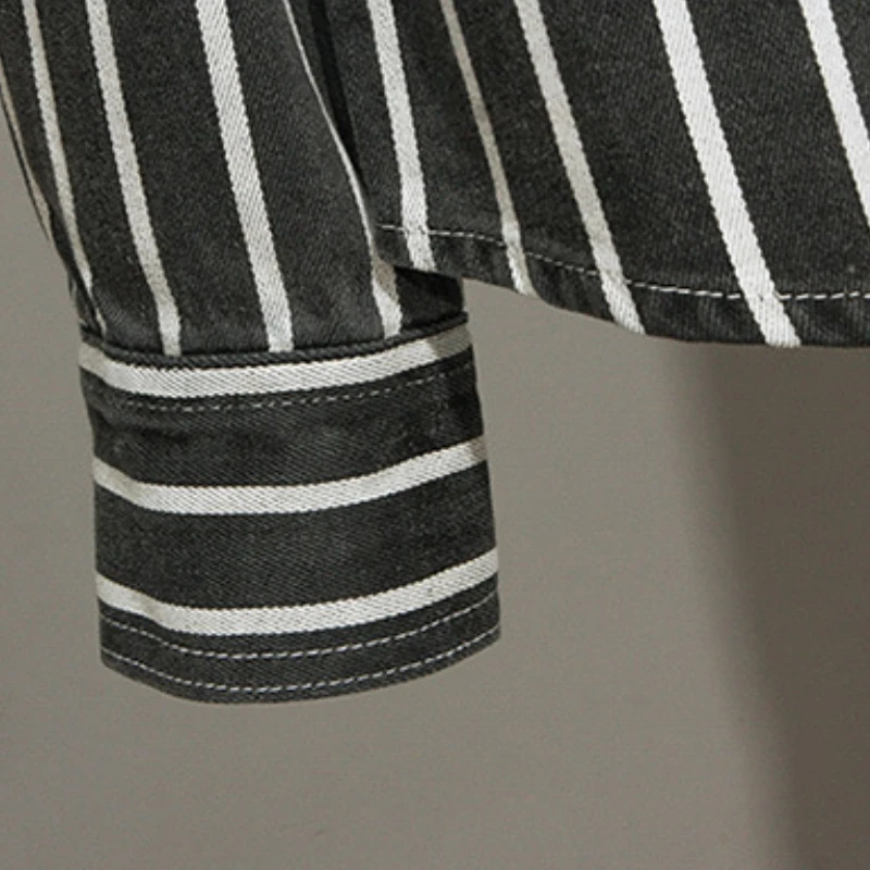 Новинка Весна 2022 Мужская джинсовая рубашка в полоску из 100% хлопка осенняя модная