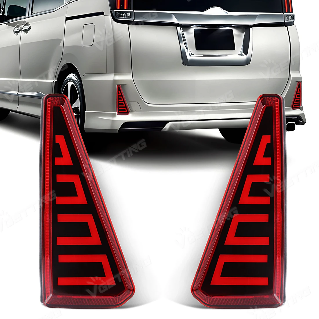 Фото Автомобильный светодиодный отражатель заднего бампера для Toyota NOAH VOXY 80 серии 2014 2015 2016 2017 2018 динамический указатель поворота стоп-сигнал 12 В №1