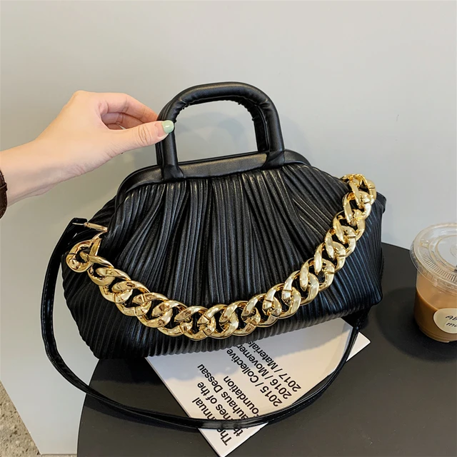 

Thick Chain Luxury Designer Handbag for Women Shoulder Bag Clutch Purses Winter High Quality Crossbody Bag Female Travel Totes