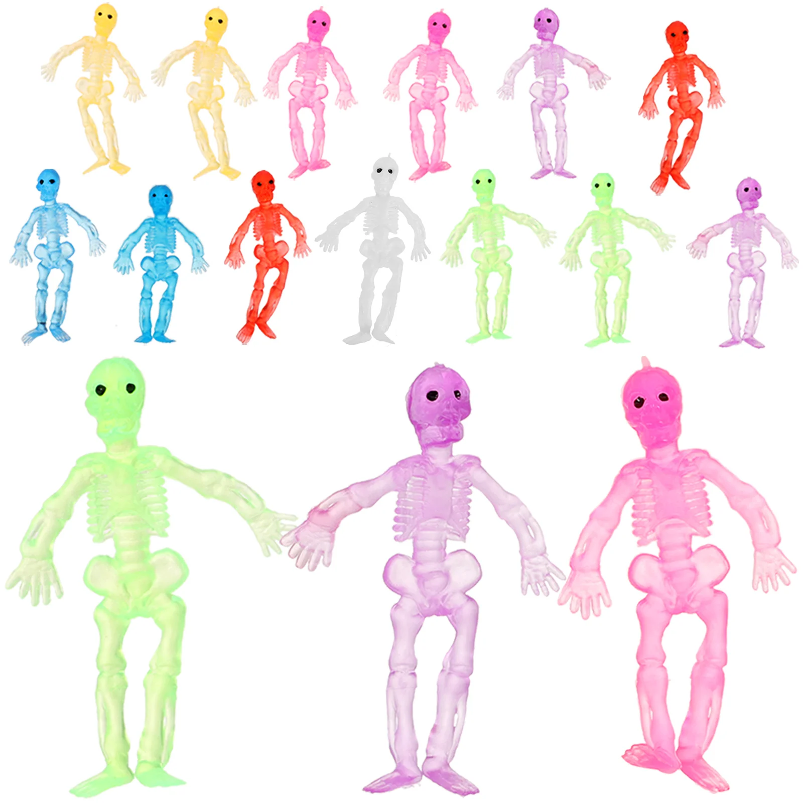 

20 Pcs Colorful Toy Stretchy Skeletons Toys Relaxing Portable Reliever Children Tpr Funny Vent Halloween