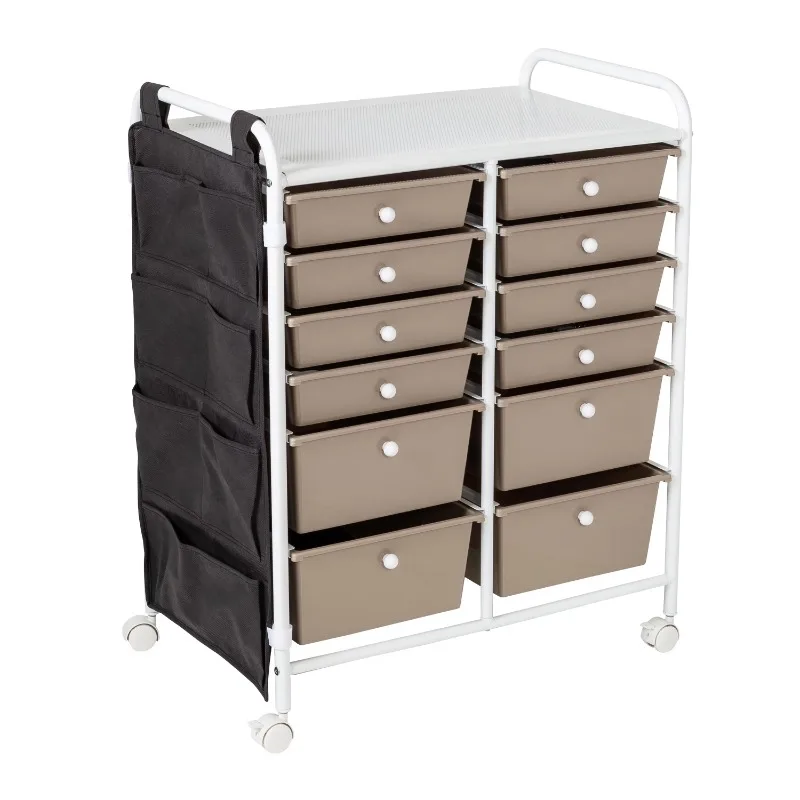

Honey-Can-Do 12-Drawer Metal Rolling Storage Cart with Side Pockets