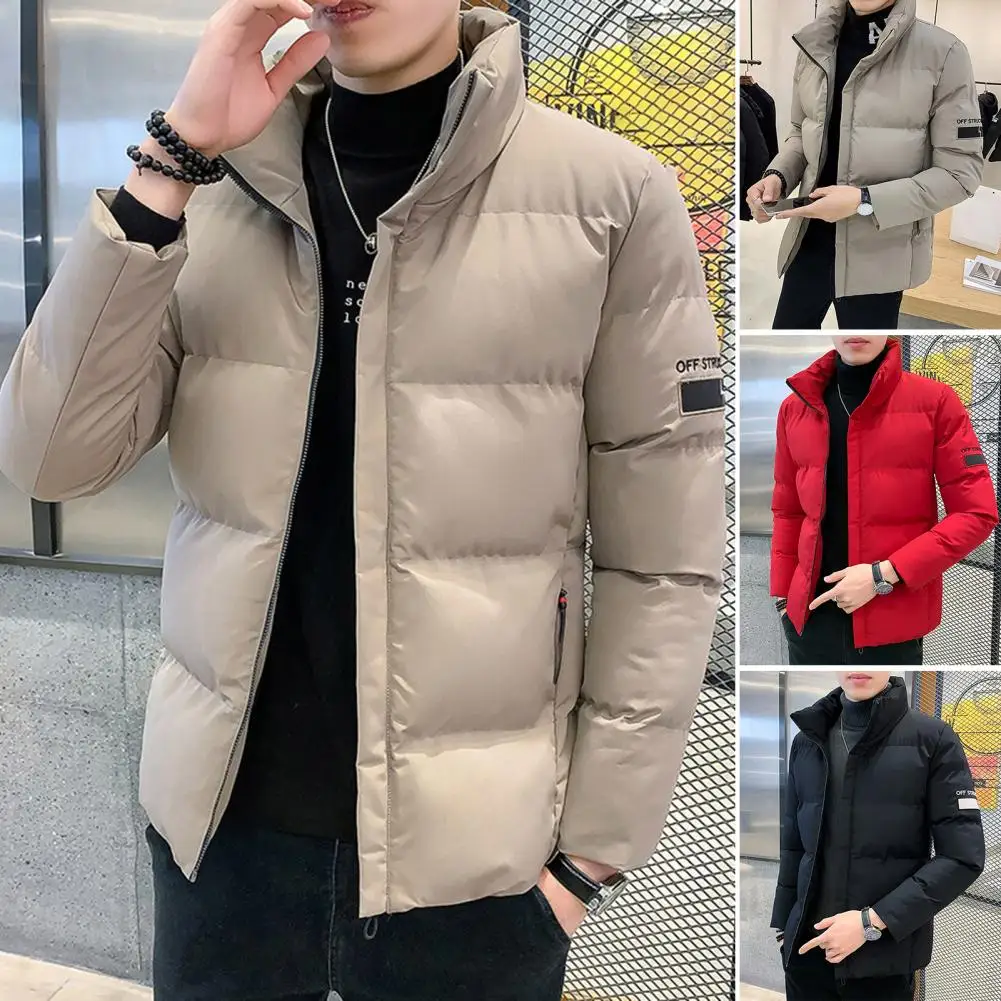 Stylish Men Coat Letter Embroidery Man Coldproof Zipper Jacket  Super Soft Men Winter Jacket for Daily  Wear