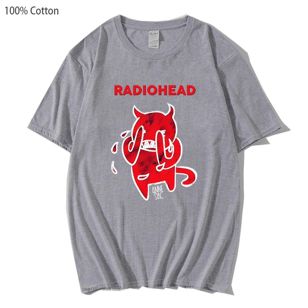

Cute Devil Cry Tshirt Radiohead T Shirt 100% Cotton Band Rock Funny Music Album Print Loose Album Tops Music Tee Unisex Harajuku