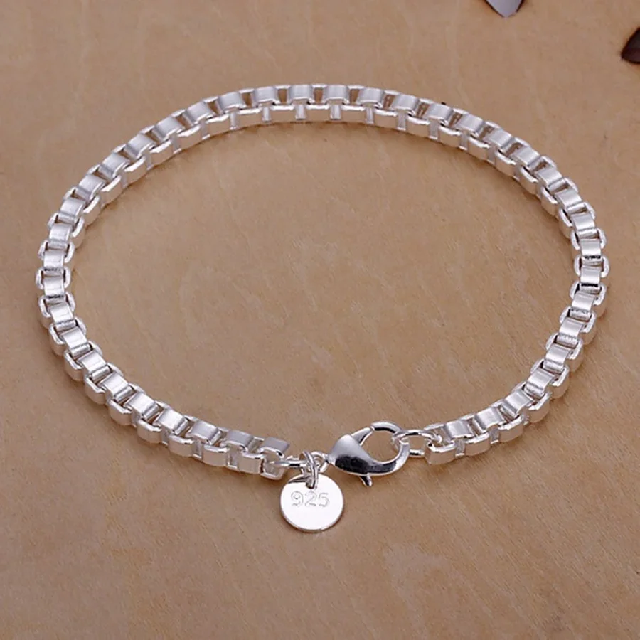 

Factory Price Silver Color Jewelry Fashion Women Bracelets 4MM Chain Nice Wedding Men Gifts Free Shipping