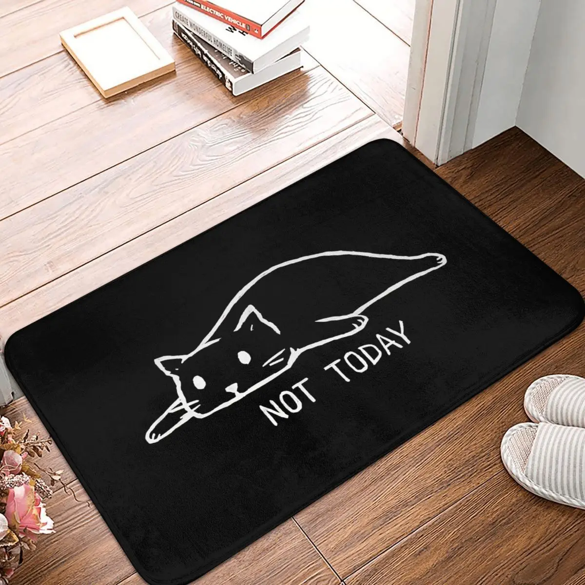 

Animals Art Non-slip Doormat Kitchen Mat Not Today Lazy Cats Hallway Carpet Entrance Door Rug Bedroom Decorative