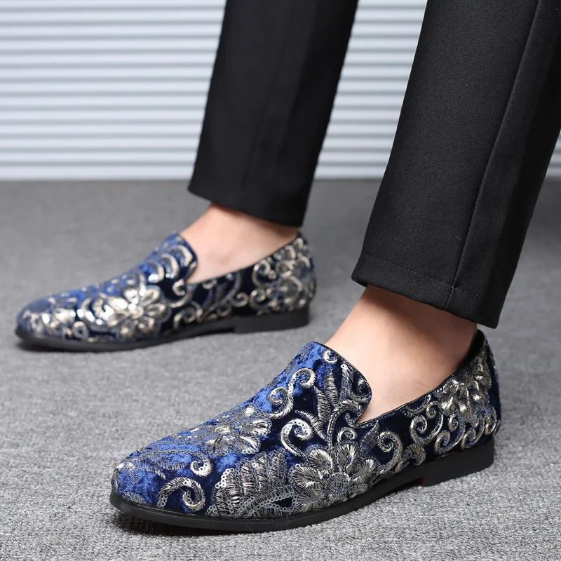 

Men's Loafers Shoes Fashion Sequins Flats Peas Shoes Men Luxury Designer Dress Oxford Formal Shoe Man Sapato Social Masculino
