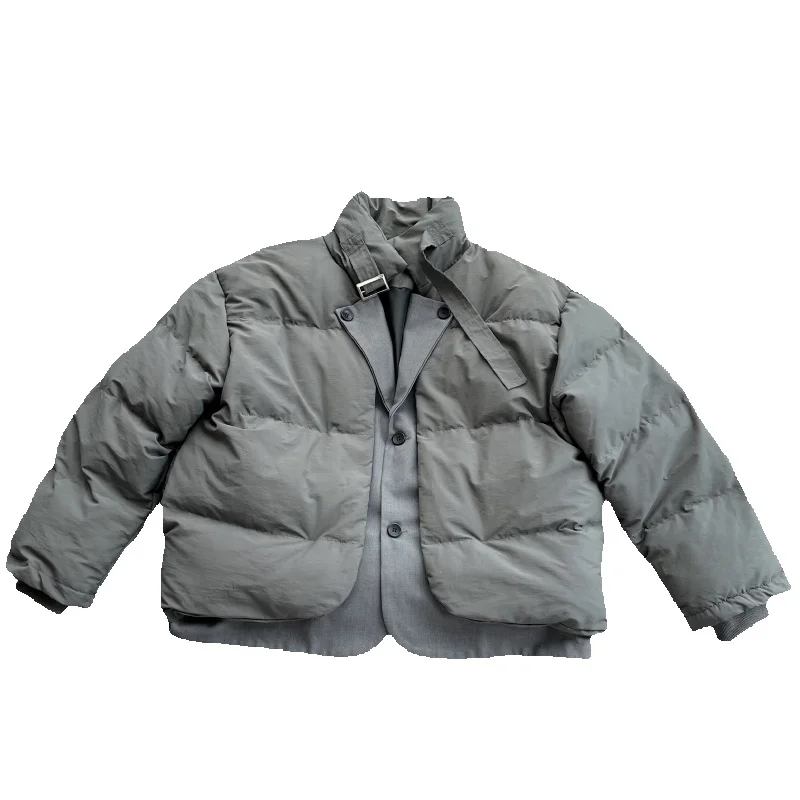 Winter Jacket Men Warm Fashion Casual Thick Down Jackets Mens Korean Loose Thicken Short Coat Mens Parker Fake Two Jackets M-2XL