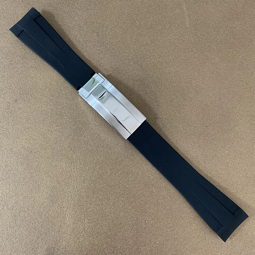 20mm silicone strap black white blue green 316L stainless steel single folding claspwatch modification accessories case band