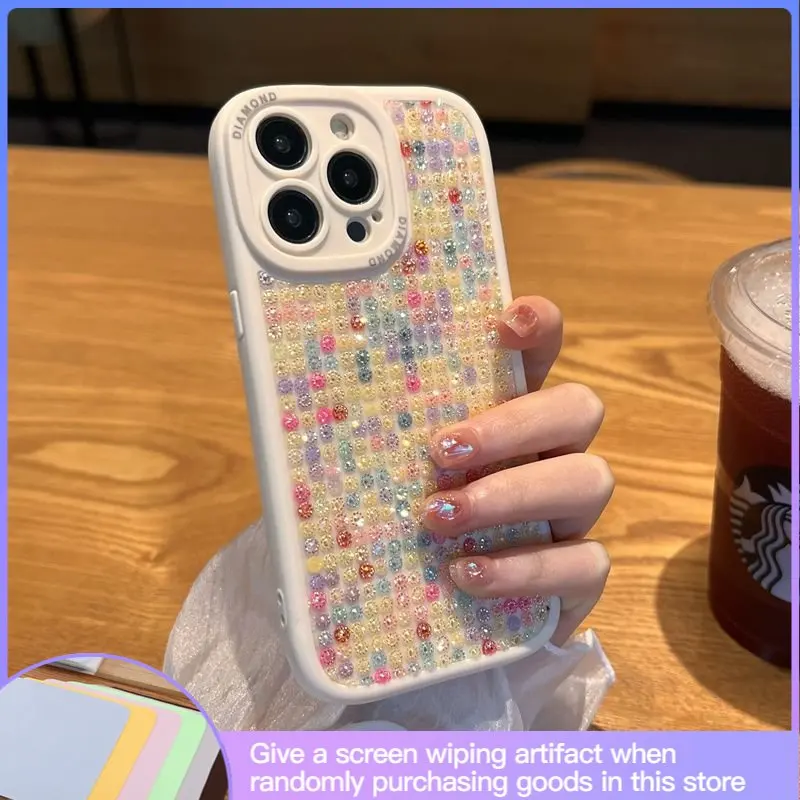 

Роскошная нишевая полноэкранная цветная Бриллиантовая фотография подходит для IPhone14promax 13 12 мягкая оболочка полноразмерная защита от падения