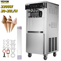 vevor 20 28lh ice cream maker commercial sorbet coolers mobile tricolor flavor sweet cones freezing equipment vending machine