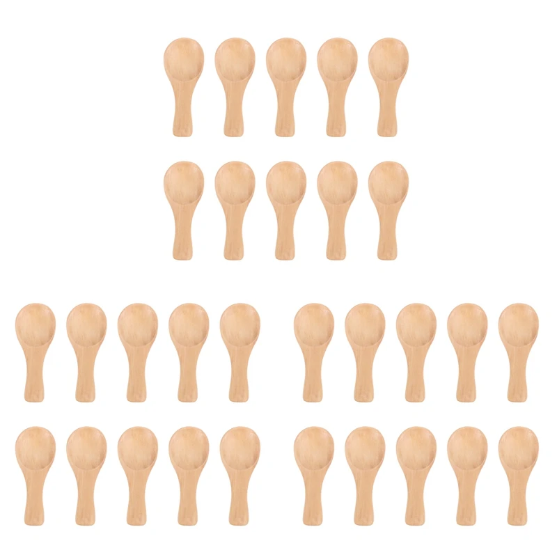 

Short Handle 30 Packets Of Small Wooden Spoon, Perfect For Small Jars Of Jam, Spices, Condiments, Seasonings