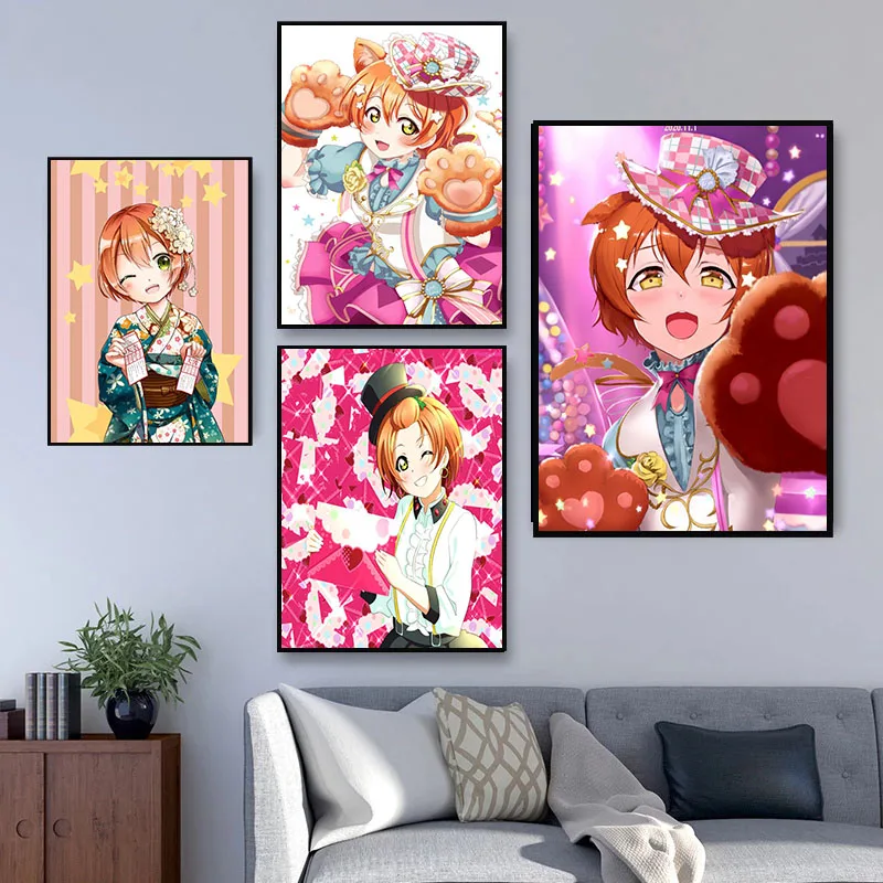 Настенный плакат Hoshizora Rin для гостиной, художественный плакат, украшение, атласная ткань, яркие цвета, без рамки, Современная печать на стене