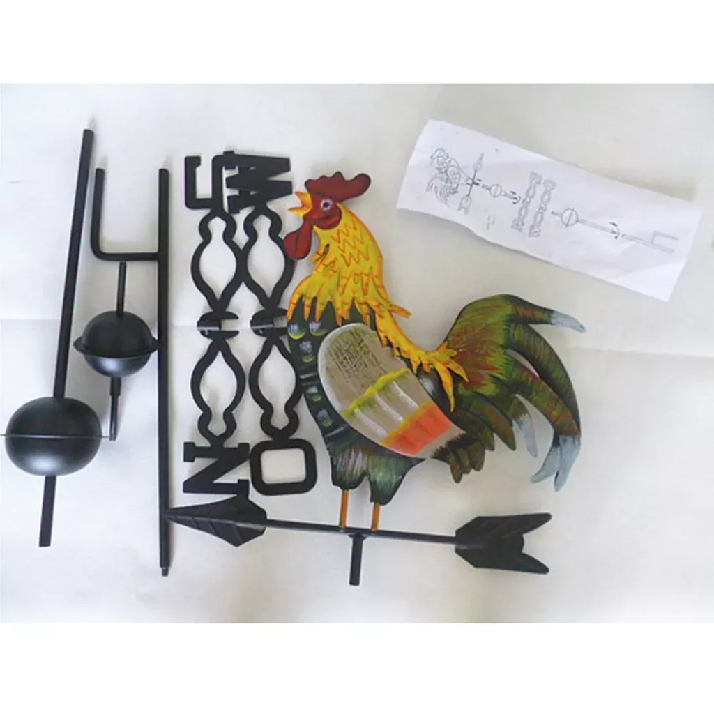 

47'' Steel Weathervane With Ground Spike And Wall Bracket for Garden Ornament Decoration Patio Yard
