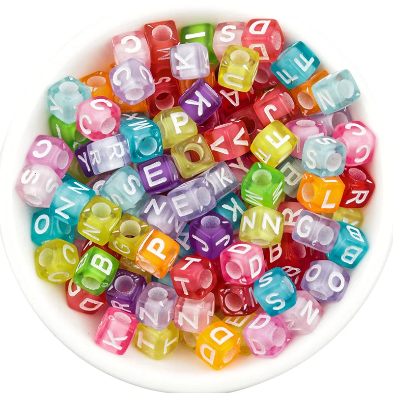 

DIY Handmade Beads Mixed with Acrylic Square Letter Beads Loose Spacing Beads Children DIY Bracelet Necklace Jewelry Accessories
