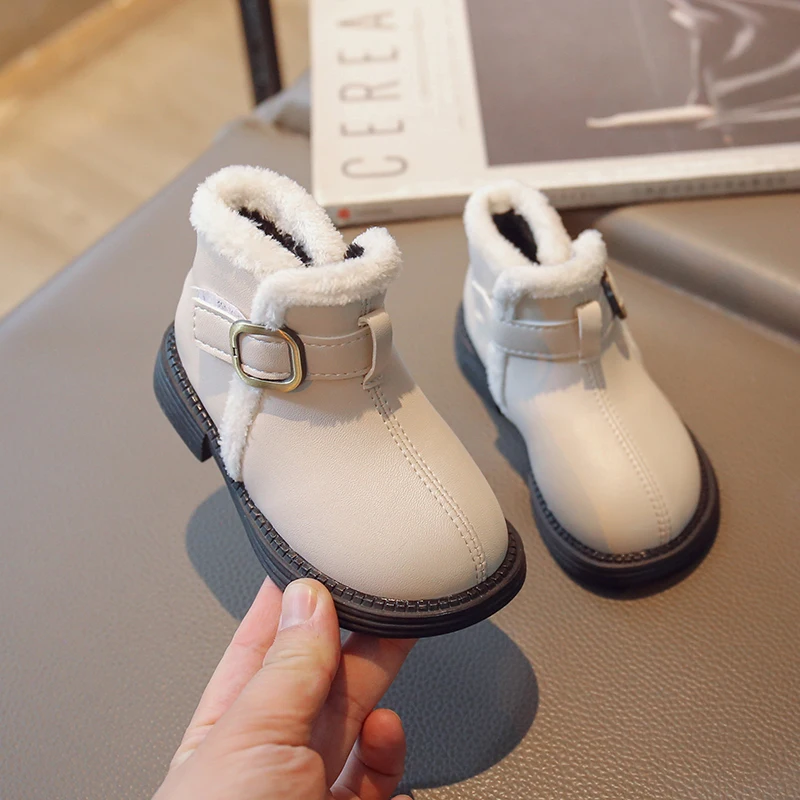 Ботинки на липучке для мальчиков и девочек однотонные милые Нескользящие