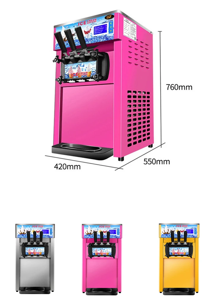 

Colorful Table Top Soft Ice Cream Machine 3 Flavors Mini 18L/H Maker Fot Sale