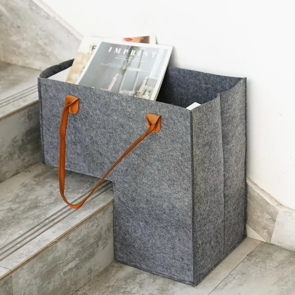 

Nordic Modern Felt Storage Bag For Stairway Entrance Toys Sundries Clothing Staircase Foldable Storage Basket Bucket Box N4F5