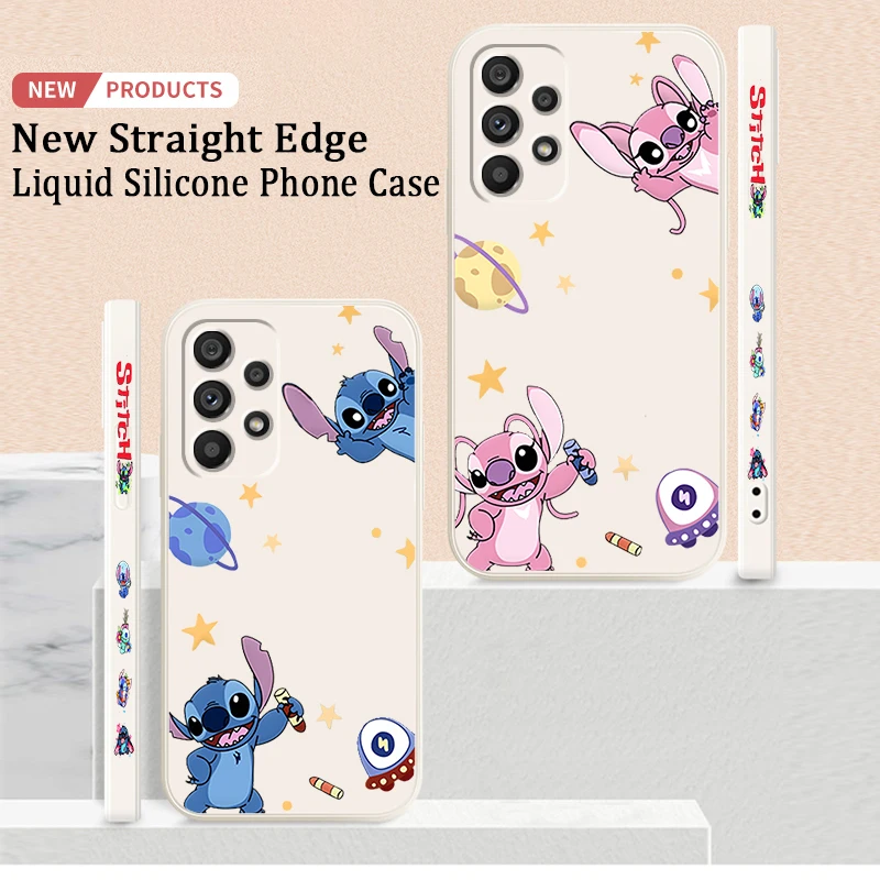 

Lilo Stitch Disney Anime Cool Phone Case For Samsung A73 A53 A54 A34 A14 A13 A03 A03S A72 A52 A32 5G Liquid Left Rope TPU Cover