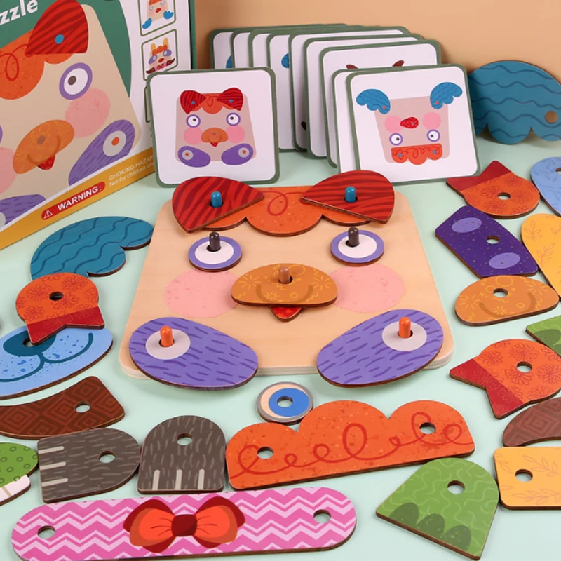 

New Children‘s Puzzle Fun Face Changing Puzzle Wood With Expression Puzzle Game