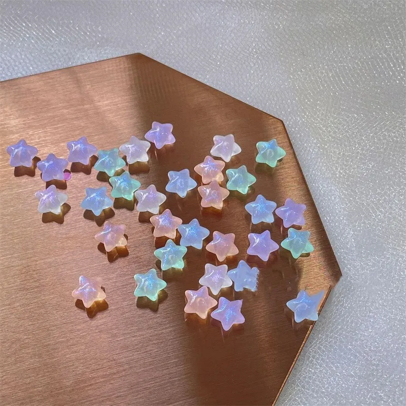 

50pcs 3D Flatback Gold Sand Star Nail Art Charms 5colors 7mm Star Nail Rhinestones Decorations DIY Kawaii Resin Accessories Nail