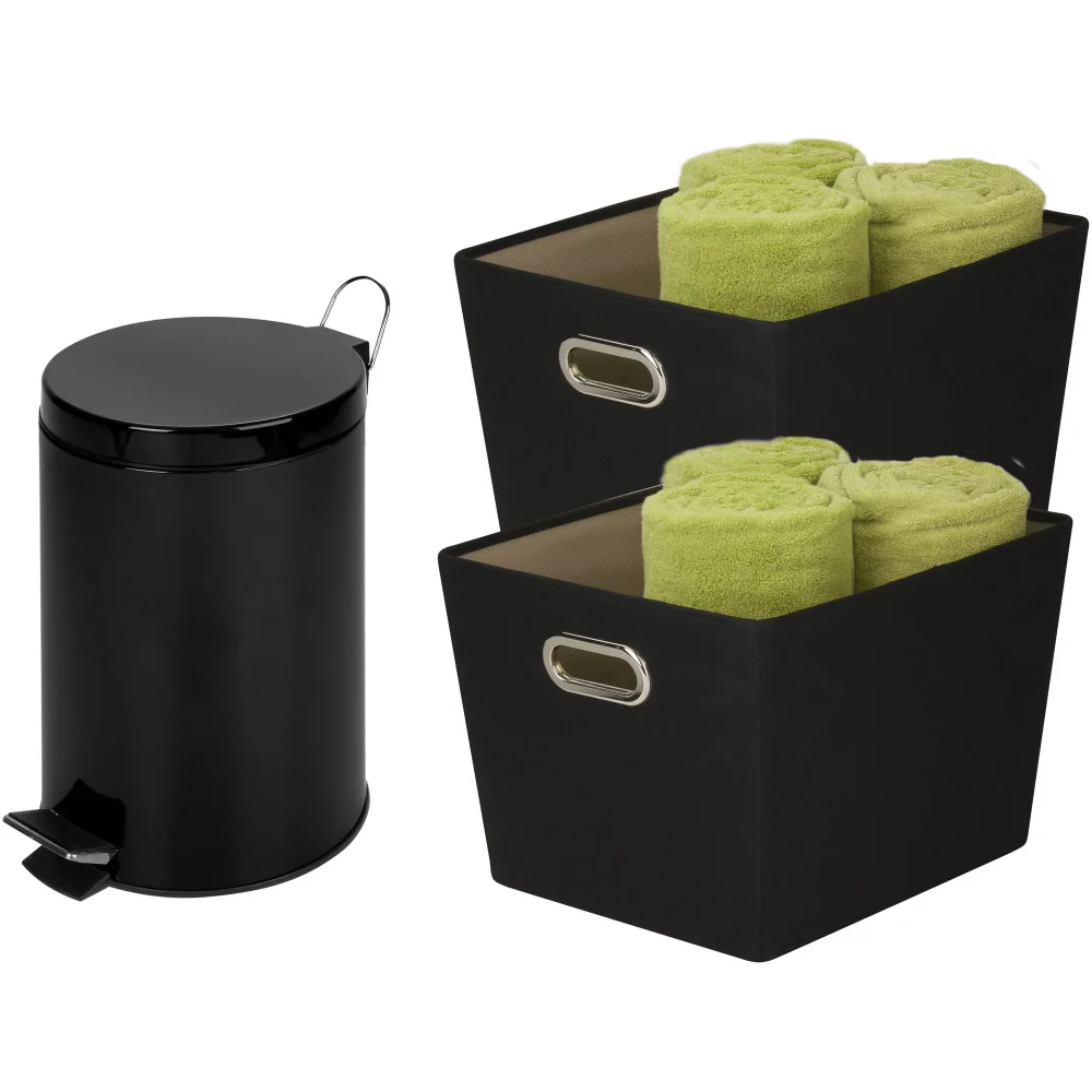 

Back to College Steel Trash Can and Totes, Black Storage Boxes & Bins