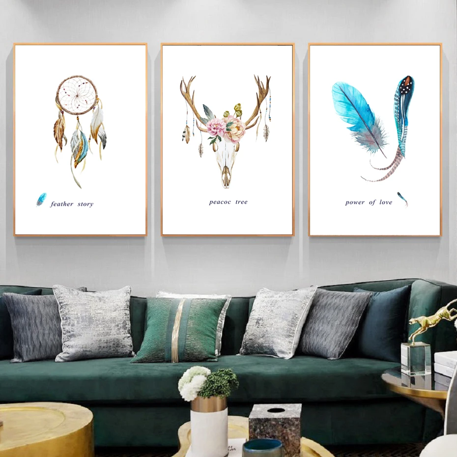 

Минималистичный современный мультяшный стиль, Ловец снов, лось, фотография, печать, спальня, гостиная, домашний декор