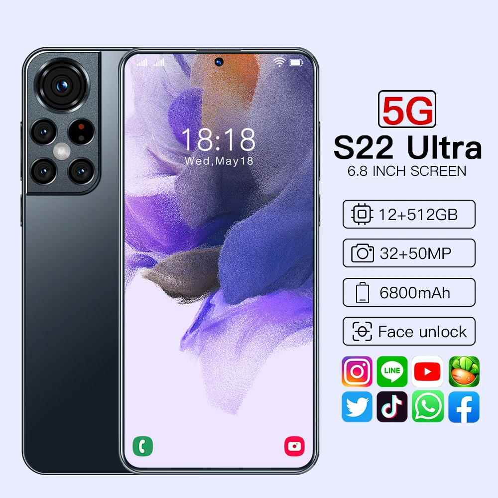 

S22 смартфон с 5,5-дюймовым дисплеем, ОЗУ 12 Гб, ПЗУ 6,8 ГБ, 512 мАч