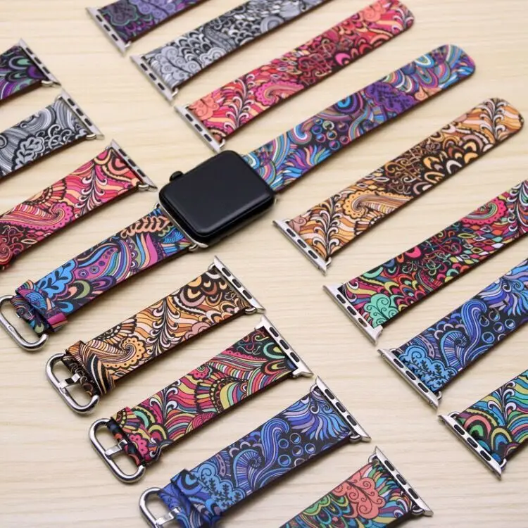 

Китайский Красочный Узор для Apple Watch Sport Band iWatch SE 1 2 3 4 5 6 7