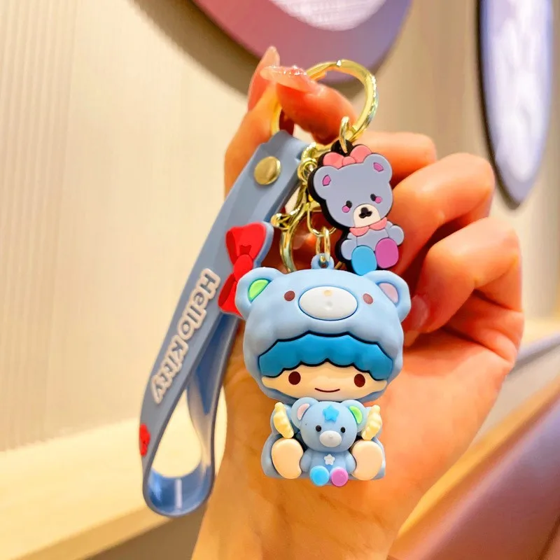 

Kawaii Sanrio Kt Kuromi Melody Cinnamoroll Pom Pom PVC Keychain Cartoon Backpack Keyring Pendant Mobile Phone Girl Jewelry Gifts