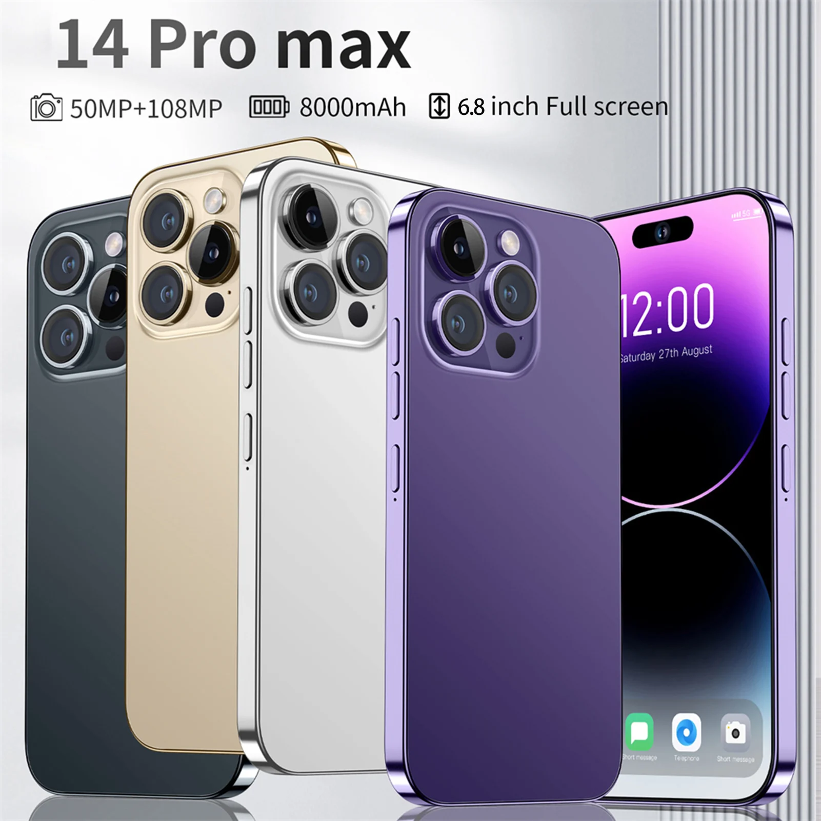 

Смартфон i14 Pro Max, 16 ГБ, 1 ТБ, 6,7 дюйма, HD, сканер отпечатков пальцев, функция распознавания лица, камера 80 МП, смартфон