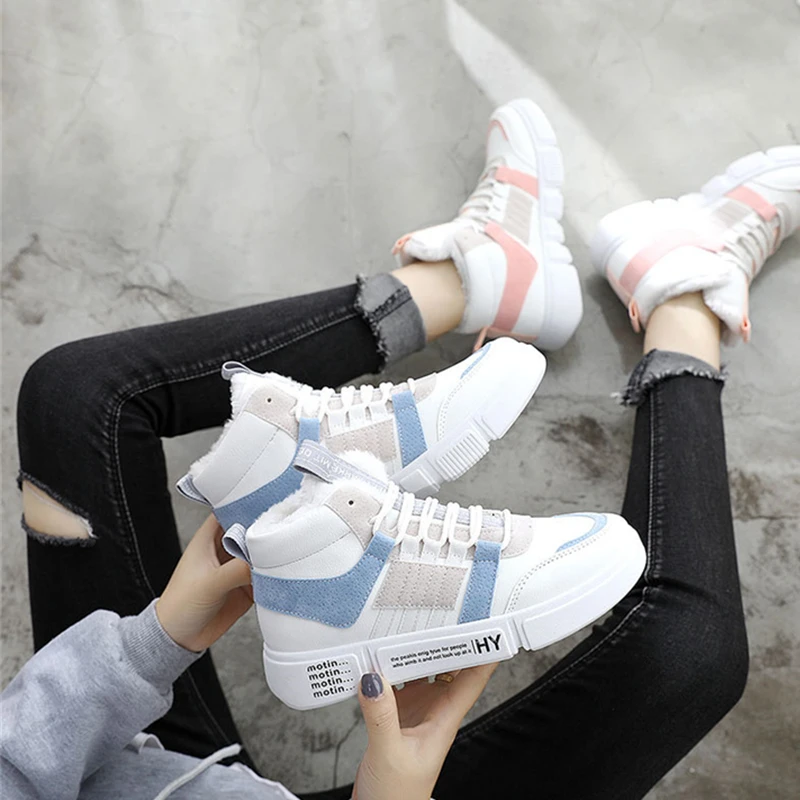 New Women Sneakers Shoes Fashion Boots Woman Ankle Casual Shoes Ladies High Top Booties Non-slip Winter Warm Woman Female Boots