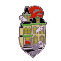 retro haunted house white ghost gothic style television brooches badge for bag lapel pin buckle jewelry gift for friends