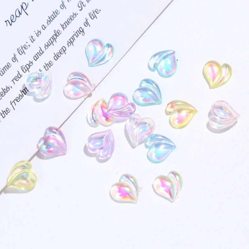 

30 шт./лот 8*7,5 мм, разноцветные акриловые бусины в форме сердца из смолы для изготовления ювелирных изделий, свободные бусины-разделители, акс...