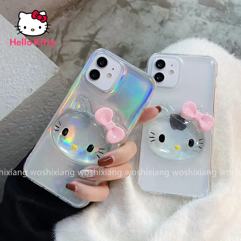 

Hello Kitty for IPhone 7/8P/X/XR/XS/XSMAX/11/12Pro/12mini Cartoon Three-dimensional Silicone Transparent Soft Shell