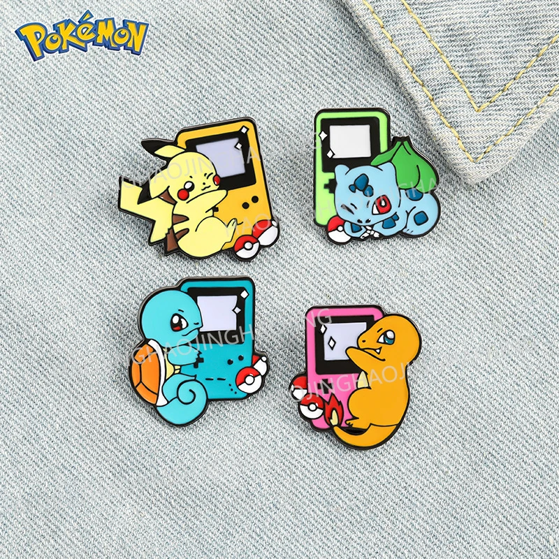 

Pokemon Figures Anime Pokémon Brooch Cartoon Pikachu Charmander Squirtle Model Badge Student Enamel Pins Kids Christmas Gifts.