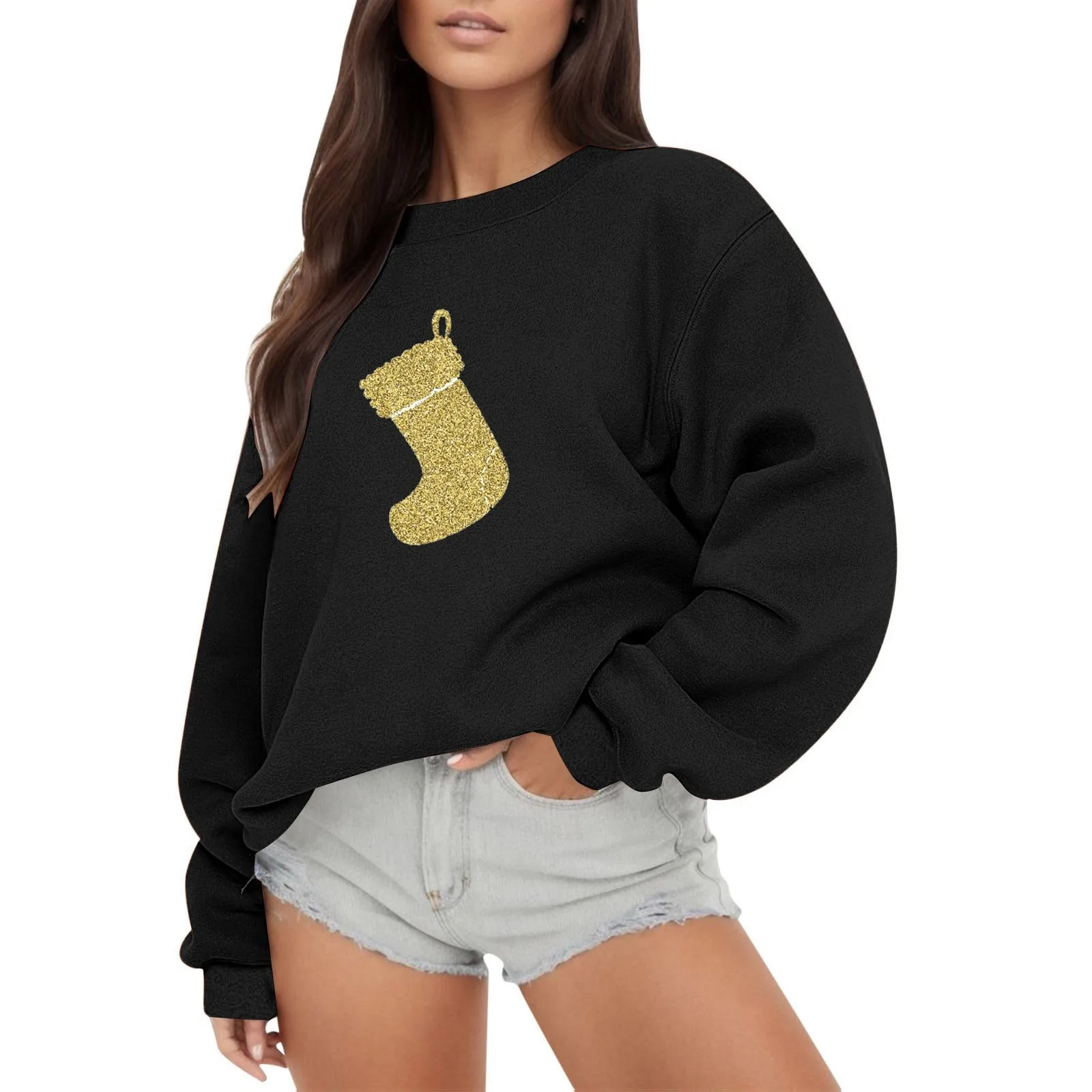 

Вязаный флисовый пуловер, Женский Повседневный и модный свободный облегающий однотонный Рождественский свитер с круглым вырезом для женщин