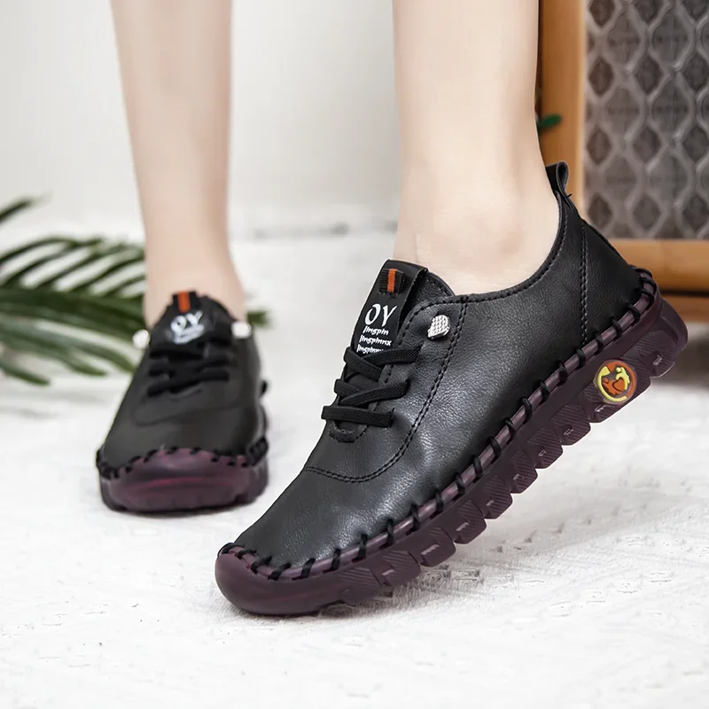 

2023 new style women's sneakers Comfortable Breathable leather shoes Fashion Soft bottom flat shoes casual brand women's shoes