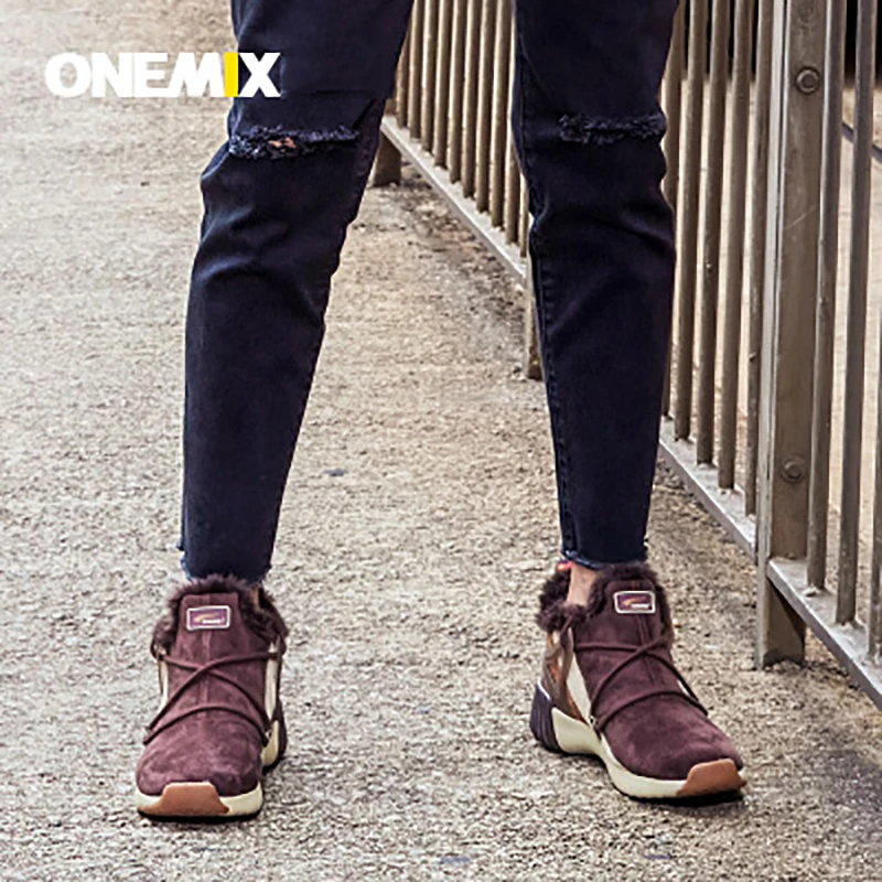 ONEMIX Winter Waterproof Hiking Shoes Outdoor Slip-on Sport Shoes Trekking Sneakers Mountain Boots Anti-Slippery Walking Sneaker