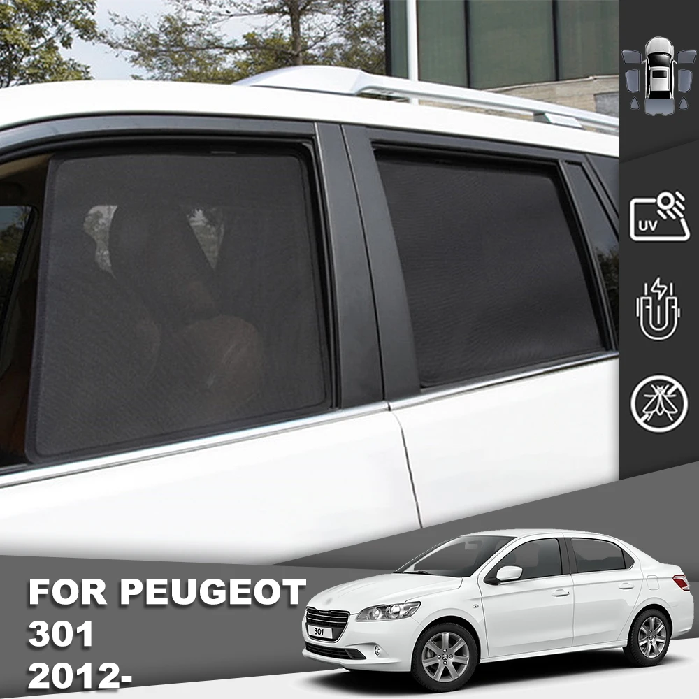 

Магнитный автомобильный солнцезащитный козырек для Peugeot 301 2012-2021, сетчатая рамка для переднего лобового стекла, задняя шторка