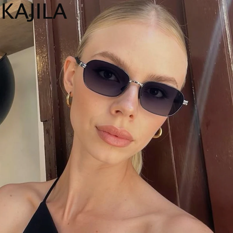 Прямоугольные солнцезащитные очки в маленькой оправе стиле панк женские 2021