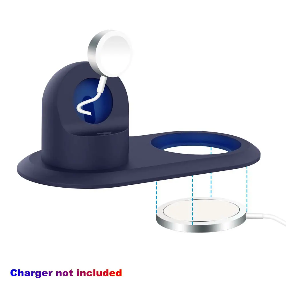 

For Magsafe Silicone Charger Stand Holder Charging Station Dock 2 in 1 Silicone Rubber Base for Apple Watch Iwatch Charger Cable