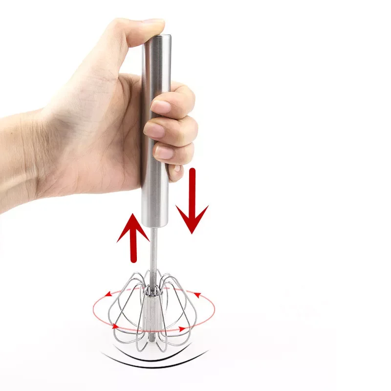 

2023NEW Accessories Mixer Egg Beater Manual Self Turning Stainless Steel Whisk Hand Blender Egg Cream Stirring Kitchen Gadgets