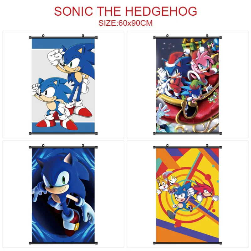 

Cartoon Decorative Painting Sonic The Hedgehog Surrounding Animation Two-dimensional Creative Poster Personality Scroll Painting