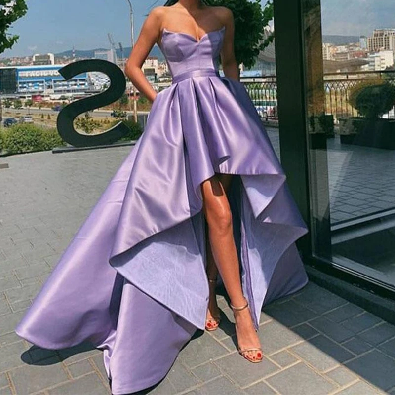 Женское вечернее платье без бретелек фиолетовое для выпускного вечера 2022 |