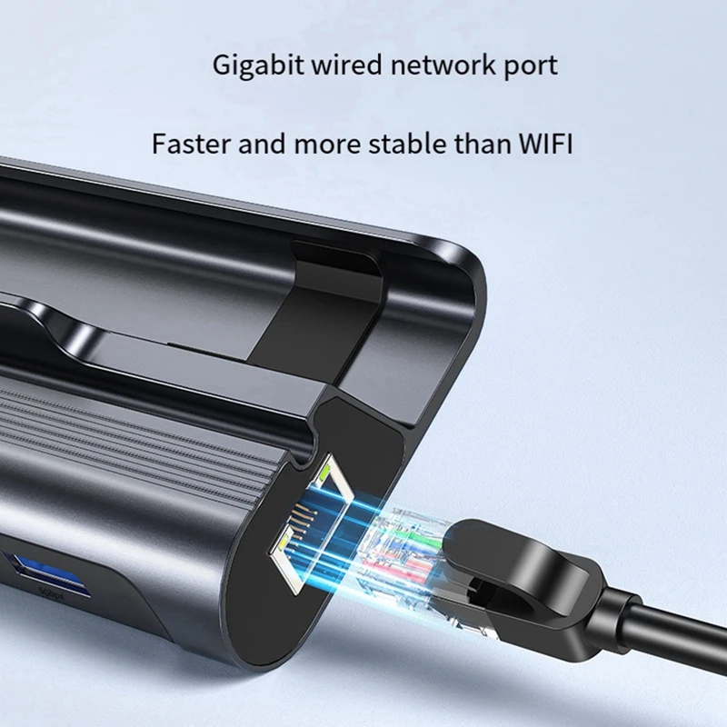 

For Steam Deck Docking Station 6In1 Docking Station Base USB 3.0HDMI-Compatible 4K@60Hz RJ45 Gigabit Ethernet PD100W Hub