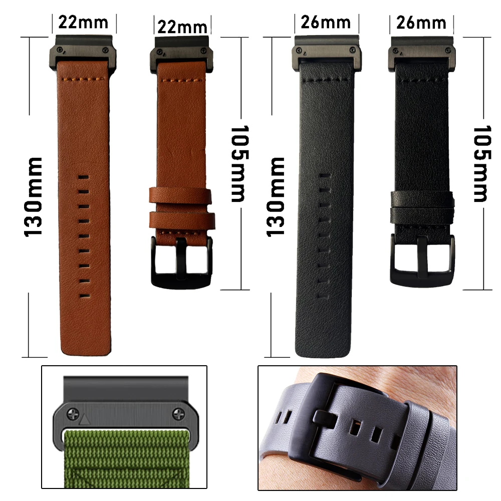 Sports leather Watch Bands For Garmin Fenix 7 7X 6 6X 5X/Epix Pro Gen 2/S70 47mm/Instinct 2X/Enduro3 QuickFit 26mm 22mm Strap