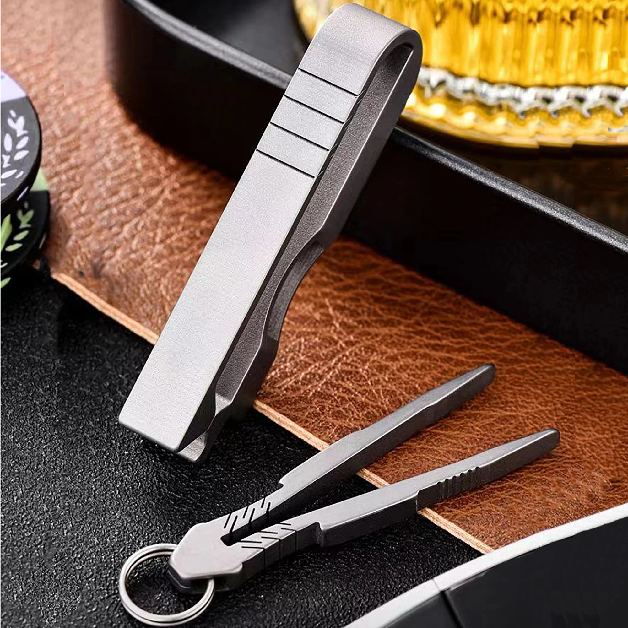 Уникальный Твердый титановый быстросъемный Пинцет TC4 Ti со съемным ремнем брелоки