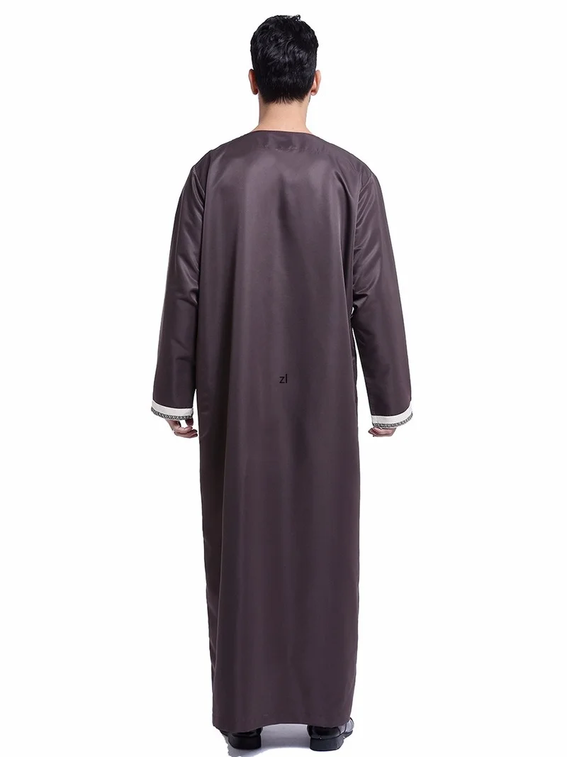 Muslim Islamic Clothing Men Jubba Thobe Pocket O Neck Kimono Long Robe Saudi Musulman Wear Abaya Caftan Islam Dubai Arab Dress