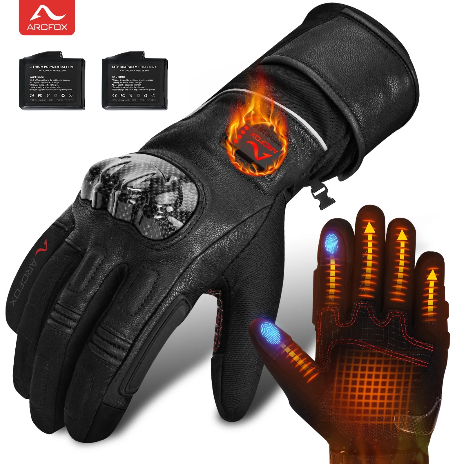 

New Electric Heated Gloves Motorcycle Waterproof Snowproof Snowmobile Sheepskin Gloves Winter Anti-Slip Touch Screen Parts